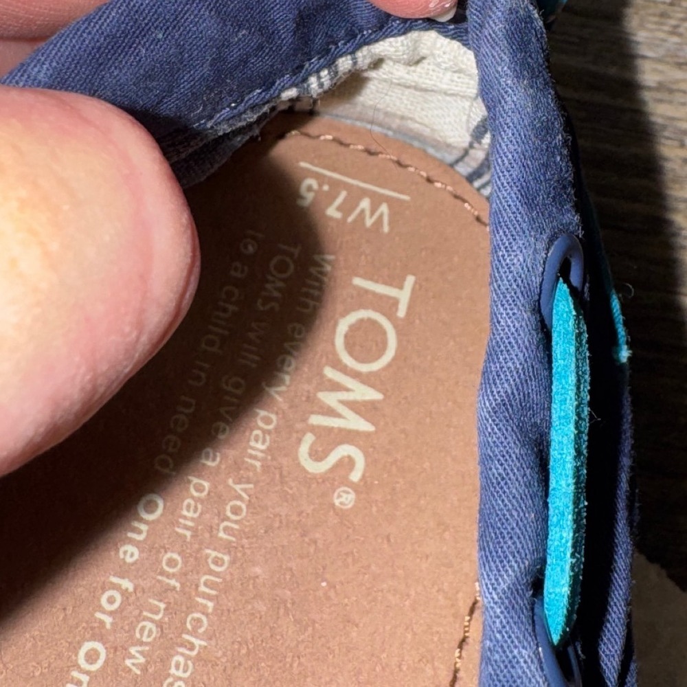 TOMS Womens Blue Teal Canvas Slip On Alpargata Flats Shoes Size 7.5 - Picture 7 of 8